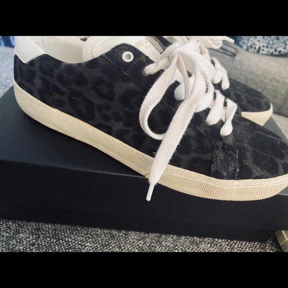 SAINT LAURENT 💣Suede Leopard LowTop Sneakers US6 - Picture 4 of 5